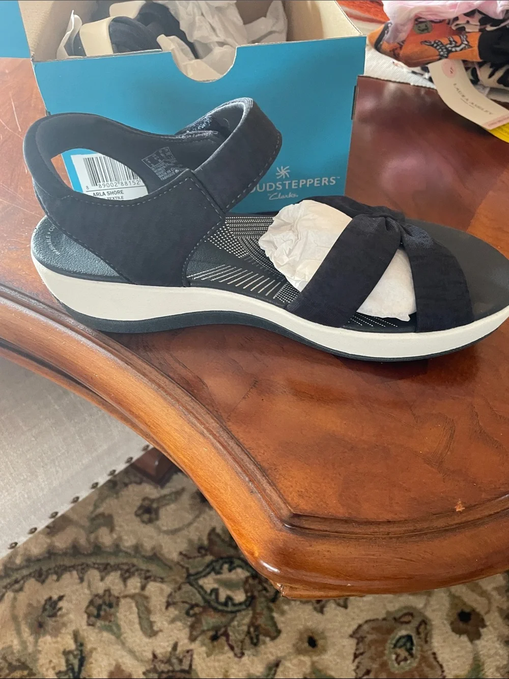Clarks woman’s cloudsteppers  dark Navy Textile Sandals